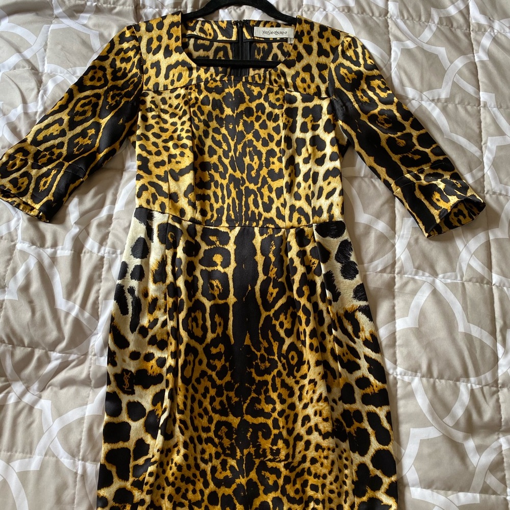 Yves Saint Laurent leopard-print silk-satin dress